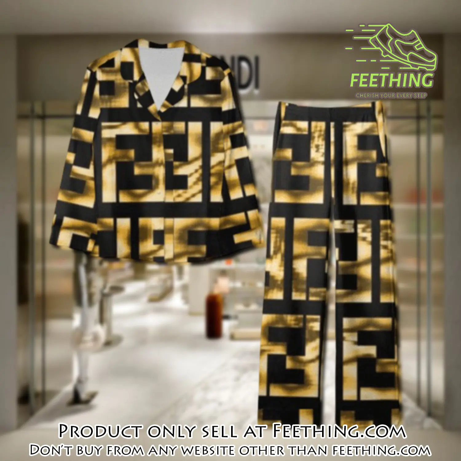 Trending luxury fendi satin pajama set pjs1048 ft5924706